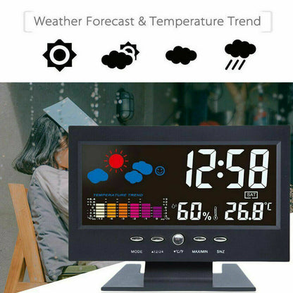 Orologio da Tavolo Digitale Sveglia Stazione Metereologica Termometro Igrometro