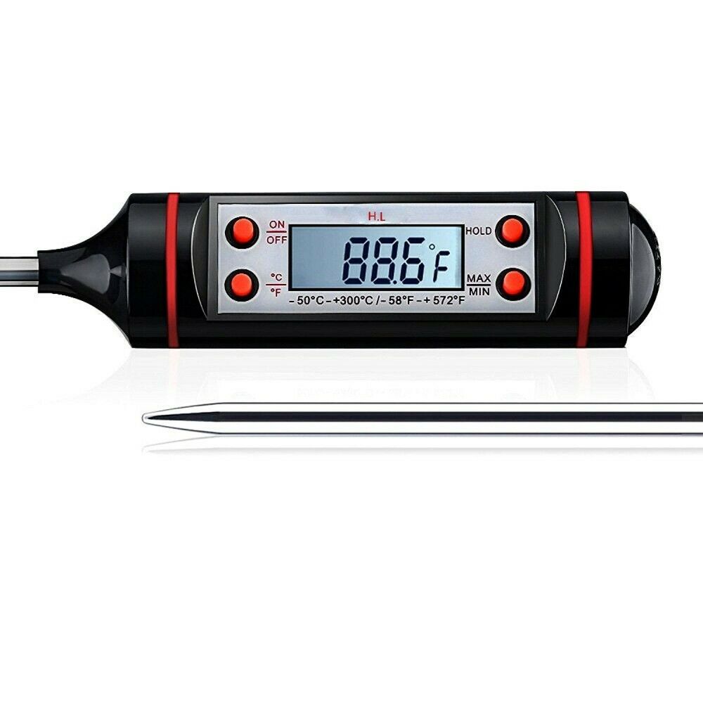 Fair shop Coppia di Termometro da Cucina Sonda Carne Pesce Barbecue Digitale a Contatto Temperatura Cottura Pietanze Multifunzione