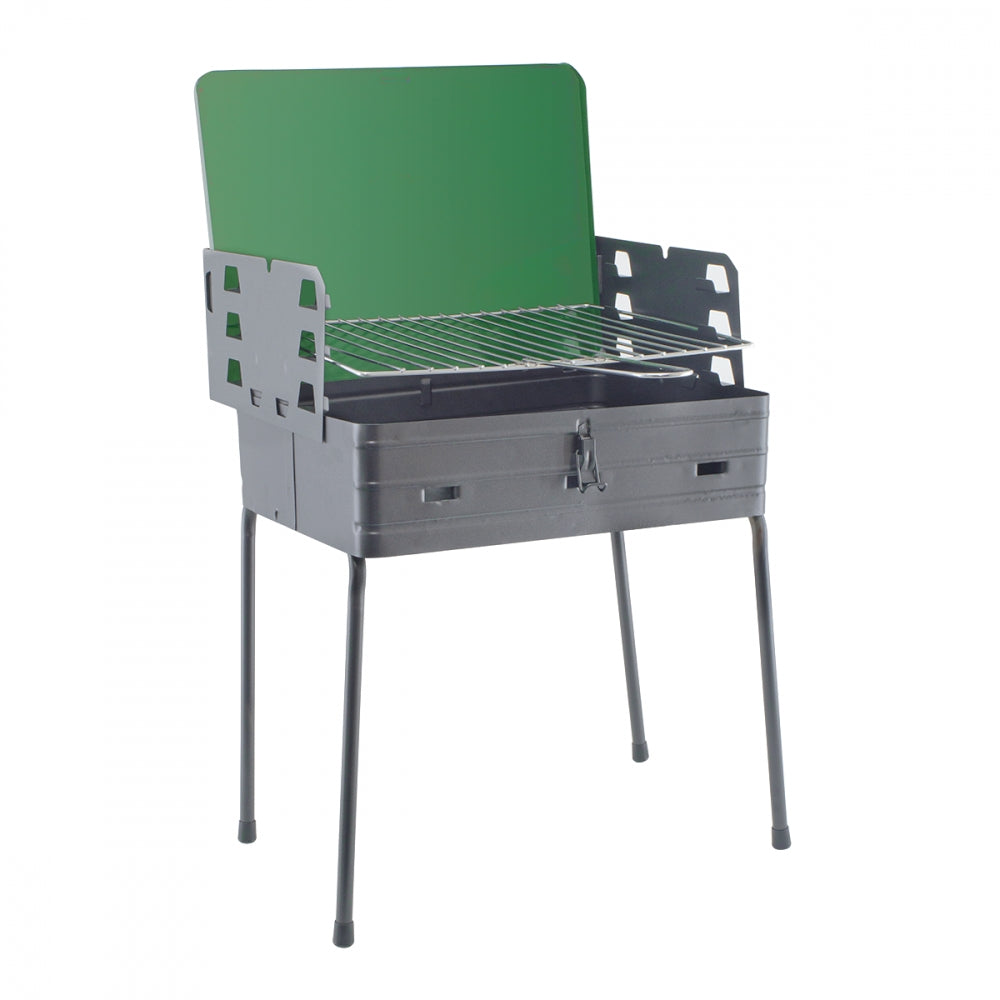 Barbecue a Carbonella Picnic con Griglia Pieghevole Portatile Richiudibile in Valigia Campeggio Grigliate Giardino 40 x30 x H74 Cm