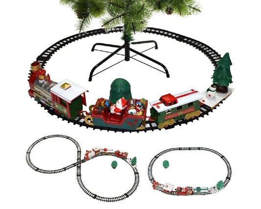 Trenino Natalizio Sotto Albero Locomotiva Luci Suoni Slitta Babbo Natale 102x46