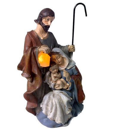 Natività Presepe Lanterna LED San Giuseppe Madonna Gesù Bambino Natalizio 19 cm