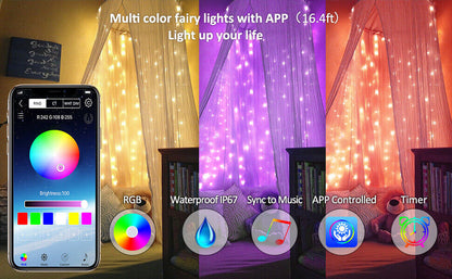 Striscia Led RGB Bluetooth Luci Smart Albero di Natale APP Telecomando 10Mt Xmas