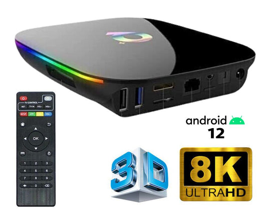 Android Smart TV Box Q Plus 12.0 WiFi 5G 8K QuadCore Full HD Ram 8GB + 64GB Rom