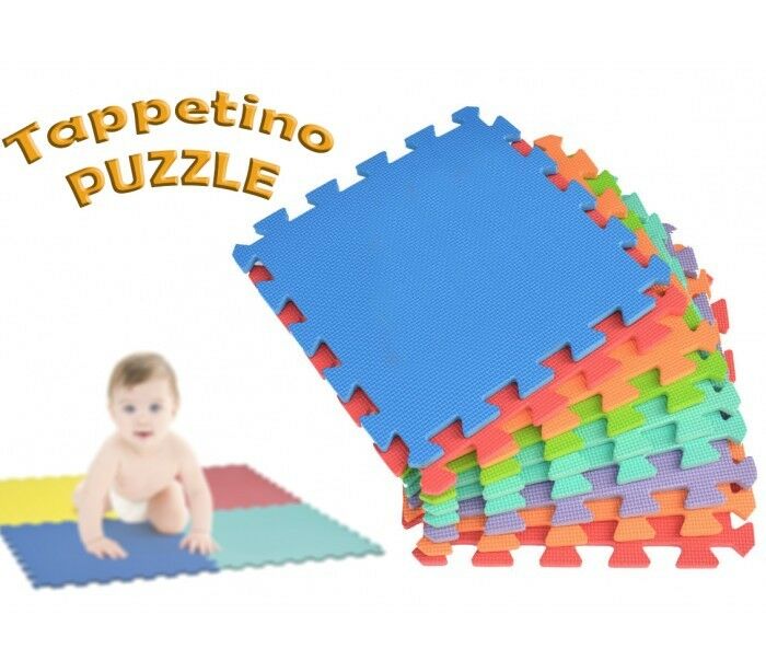 Tappeto Puzzle Colorato 10 Tessere Morbidi Componibili Protettivo Bambini 30x30