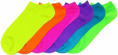 Calzini Corti Fluo da Donna Pack 12 Paia Taglia Unica Fantasmini Colorati