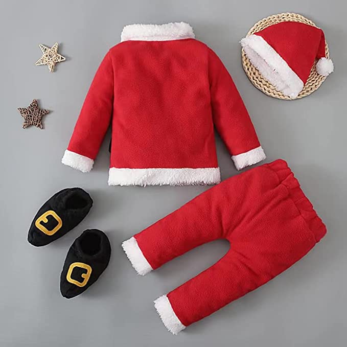 Dueesse Vestito Natalizio Completo Bambino Neonato Babbo Natale 0/12 Mesi 4 Pezzi