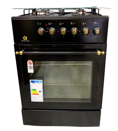 Cucina a Gas Forno Gas e Elettrico 4 Fuochi 60 X 60 cm Copertura in Vetro LF66GG