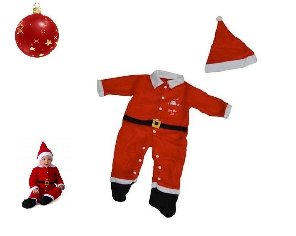 Vestito Babbo Natale con Cappellino Adatto 12 - 18 Mesi Tutina Natalizia