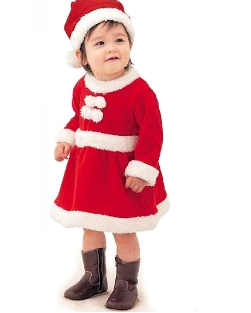 Vestito Natalizio Completo Bambina Babbo Cosplay Bimba Natale 1-2 Anni