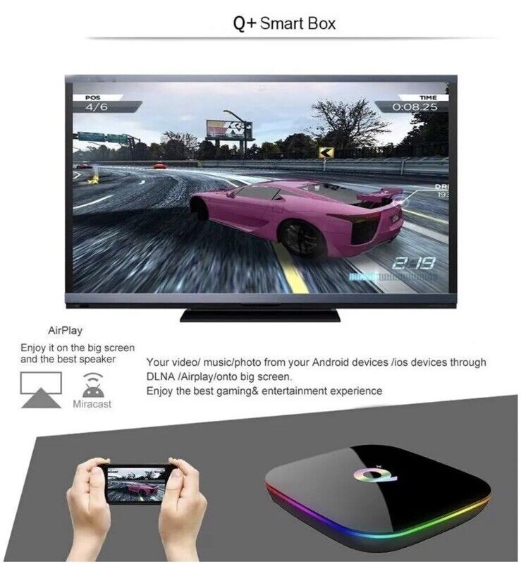 Android Smart TV Box Q Plus 12.0 WiFi 5G 8K Full HD Ram 8GB 64GB Rom QuadCore - Foto 4
