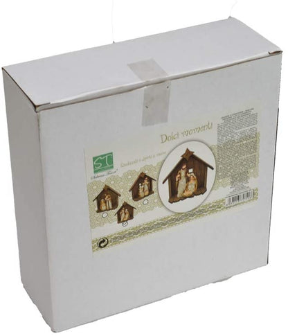 Presepe Capanna in Legno con Nativita' 20 x 20 x 7 cm Addobbi Natalizi Avvento Fair