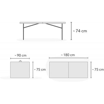 Tavolo Portatile Pieghevole Richiudibile a Valigia con Maniglia Giardino Pic Nic 180 x 75cm