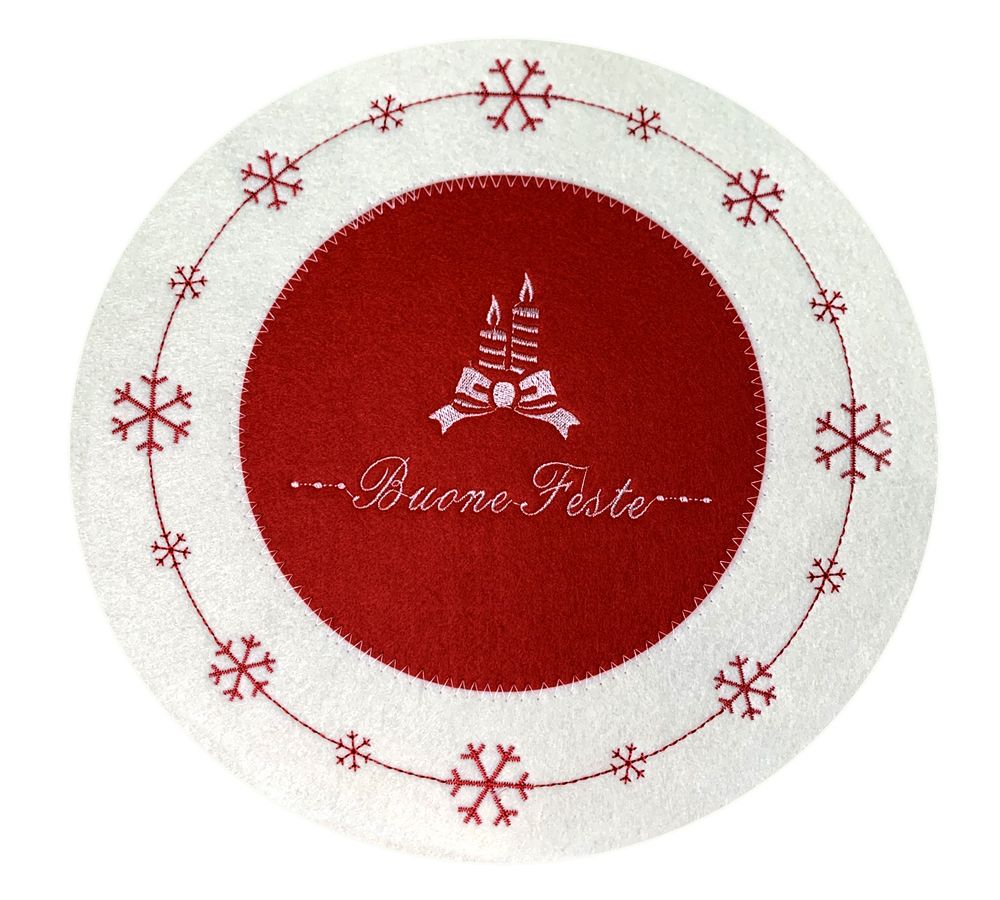 Pack 4 Sottopiatti Natalizi in Feltro Buone Feste Decorazioni Tavola 30 cm Addobbi Natale