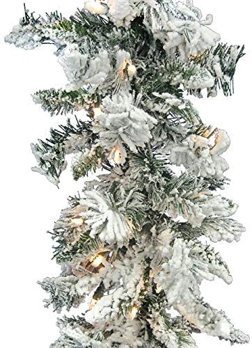 Natale Ghirlanda Luminosa tralcio Verde innevato con luci 180 cm 120 Rami Pino Albero Fuori Porta LED Luce Calda