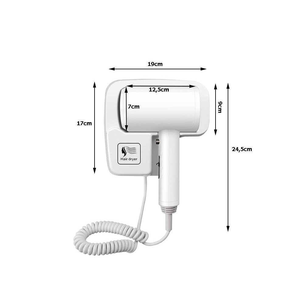 Asciugacapelli da Parete Phon da Muro Hotel Bagno Casa Bianco 1200 W Fair