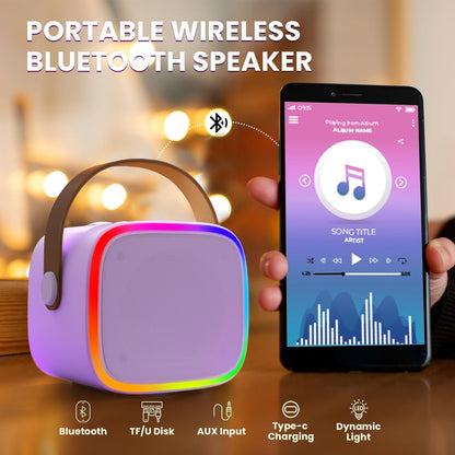 Cassa Bluetooth Speaker Portatile Karaoke 2 Microfoni Senza Fili Effetti Voce