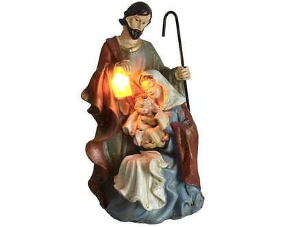 Natività Presepe Lanterna LED San Giuseppe Madonna Gesù Bambino Natalizio 19 cm