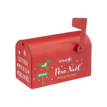 Cassetta Lettere di Babbo Natale Buca Postale Natalizia Metallo 20x10x13cm Rossa