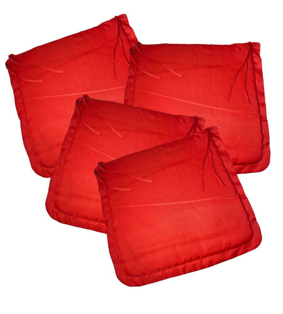 Pack 6 Cuscini Rosso per Sedia Natalizio 40x40 cm Coprisedia con Alette e Lacci