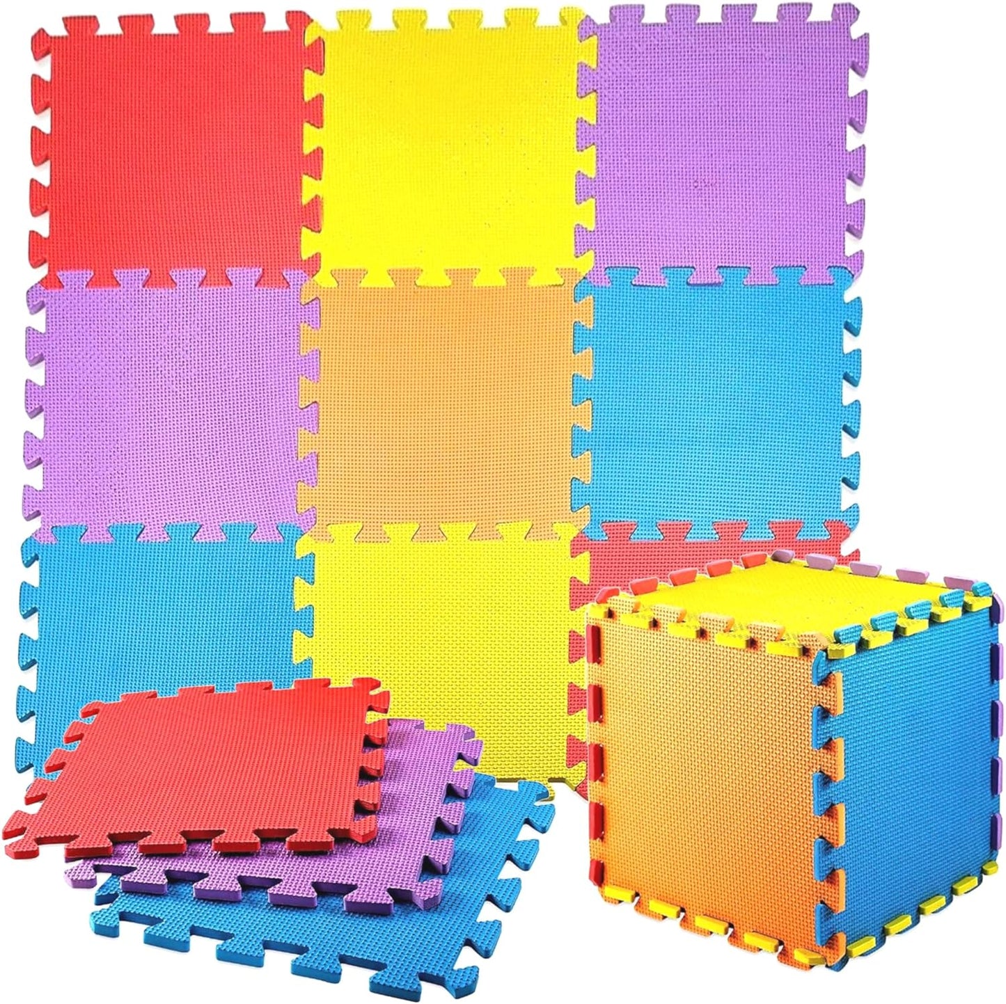 Tappeto Puzzle Colorato 10 Tessere Morbidi Componibili Protettivo Bambini 30x30