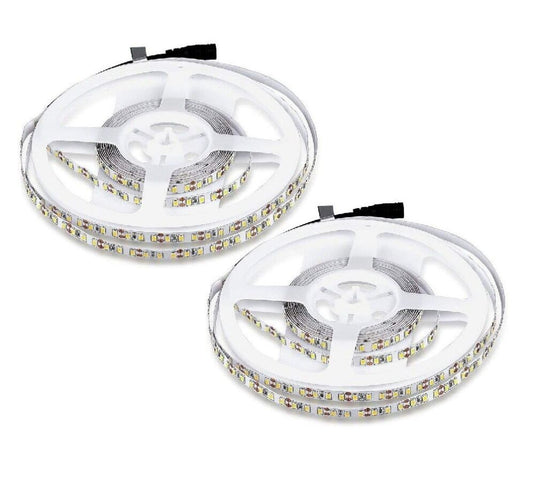 Striscia LED Bobina 2 x 5 MT Adesiva Luce Fredda 300 LED Smd 5050 IP65 2 Pezzi