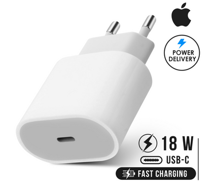 Power Adapter Spina 18w Presa USB-C Ricarica Smartphone iPhone 12 Plus Max Mini