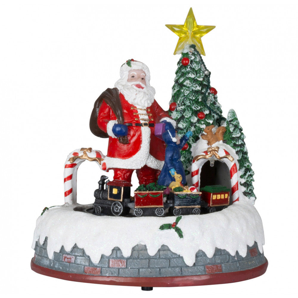 Carillon Babbo Natale e Trenino con Movimento Melodie Natale 24x19x18 cm 41807