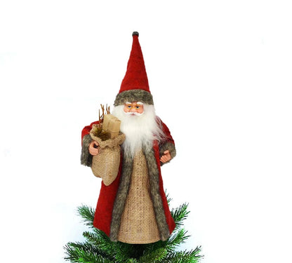 Puntale per Albero Babbo Natale 30 cm Abito in Yuta Decorazioni Natalizie