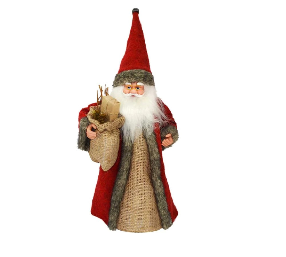 Puntale per Albero Babbo Natale 30 cm Abito in Yuta Decorazioni Natalizie