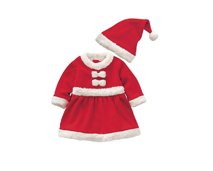 Vestito Natalizio Completo Bambina Babbo Cosplay Bimba Natale 1-2 Anni