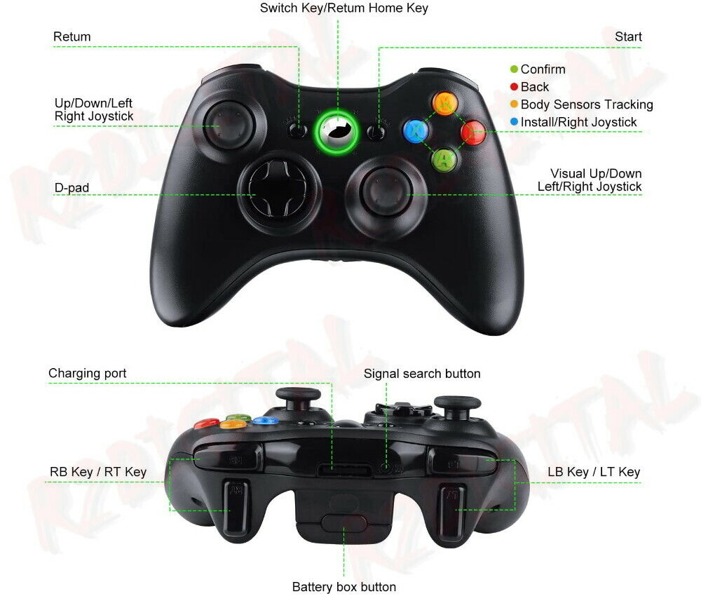 Controller Joypad Xbox Wireless Senza Fili Compatibile XBOX 360 PC Gamepad