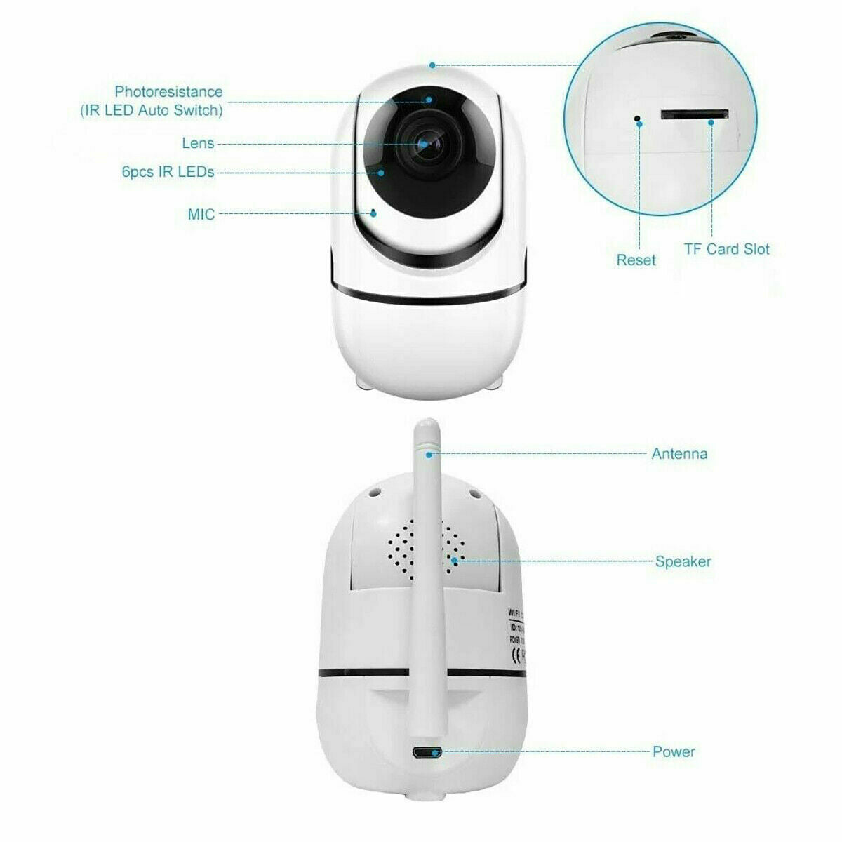 Videocamera IP CAM Telecamera Baby Camera motorizzata HD 1080P LED IR Cut 3MPX Cloude storage