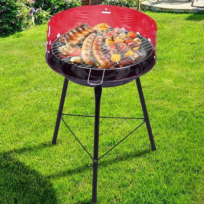 Barbecue a Carbone Tondo con Griglia di Cottura e Paravento 36 x 36 x 52H Cm BBQ Fair