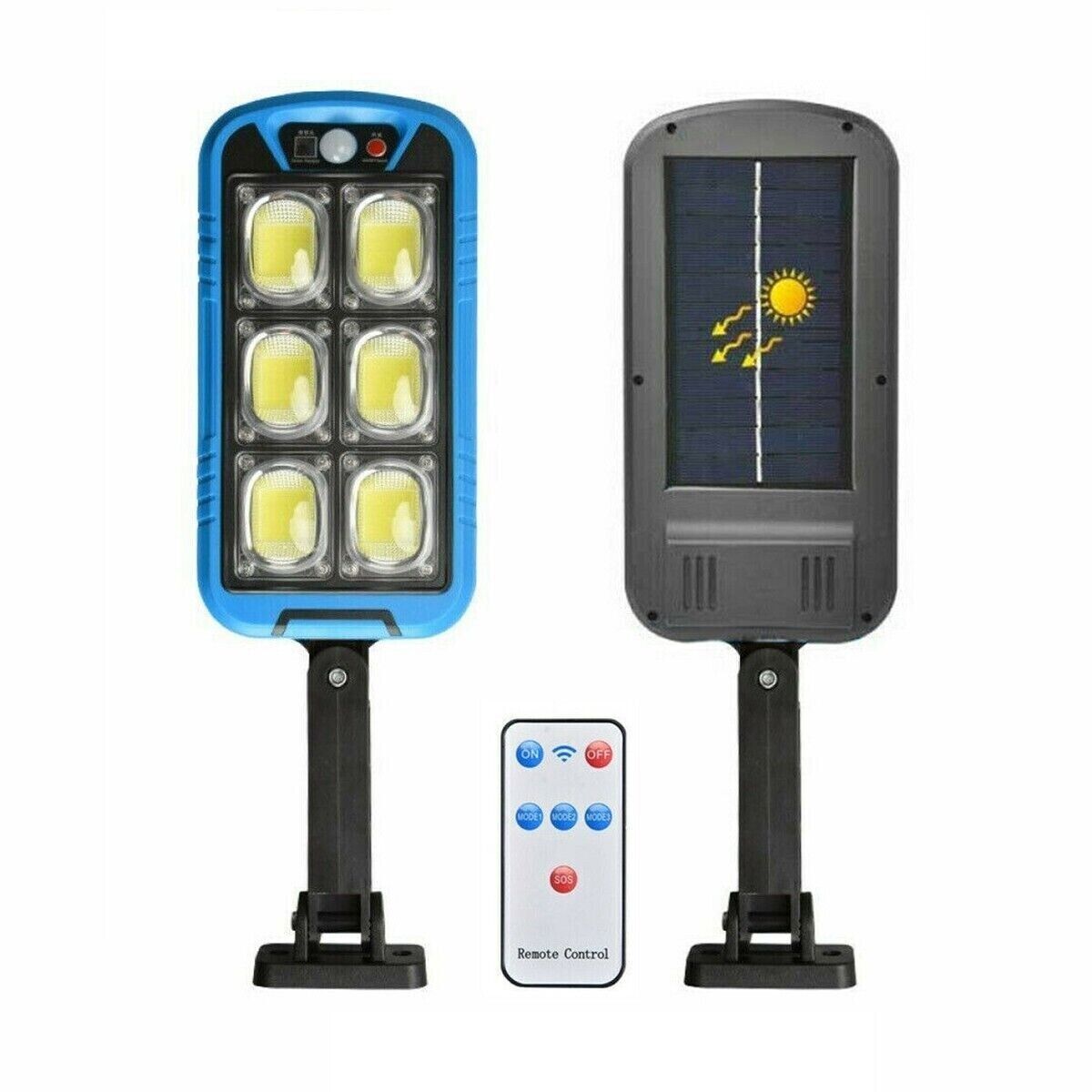 Lampione Faro Pannello Solare Fotovoltaico 150 LED Cob IP65 Sensore Movimento