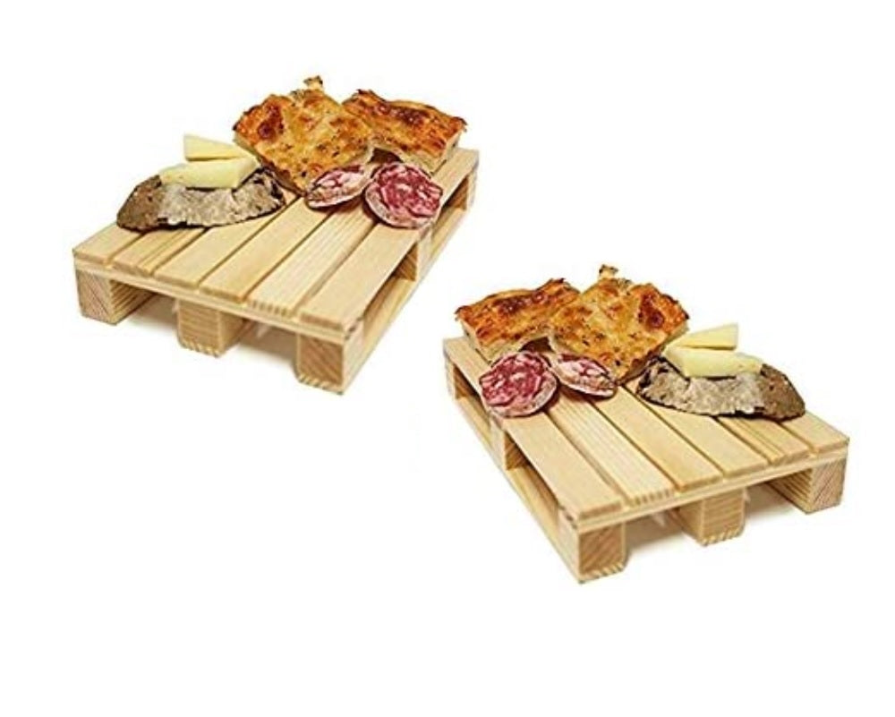 Fair 2 Pezzi Vassoio Legno Forma Pedana per Antipasti Tagliere Pane Bar Pub 24 x 18 cm