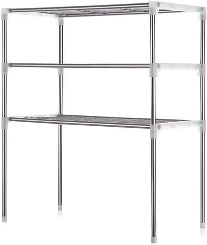 Scaffale Mensola Rack Salvaspazio Microonde 3 Ripiani Cucina Gancetti Utensili