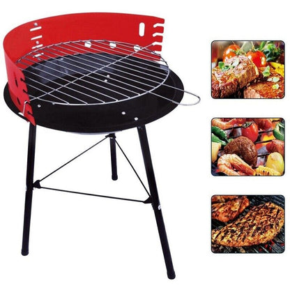 Barbecue a Carbone Tondo con Griglia di Cottura e Paravento 36 x 36 x 52H Cm BBQ Fair