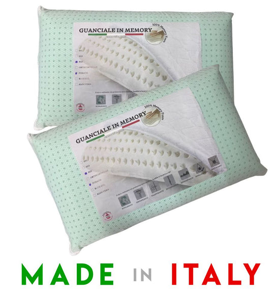 Coppia Cuscino Saponetta Forata Memory Foam Traspirante 74 x 42 H 15 cm