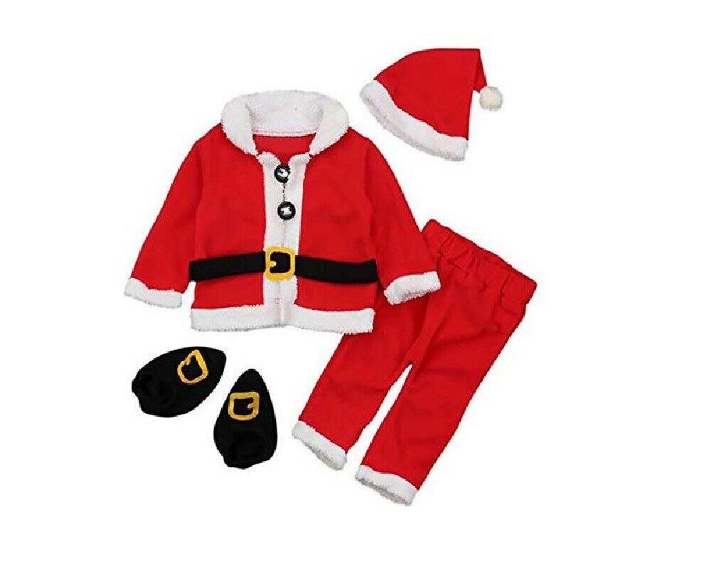 Dueesse Vestito Natalizio Completo Bambino Neonato Babbo Natale 0/12 Mesi 4 Pezzi