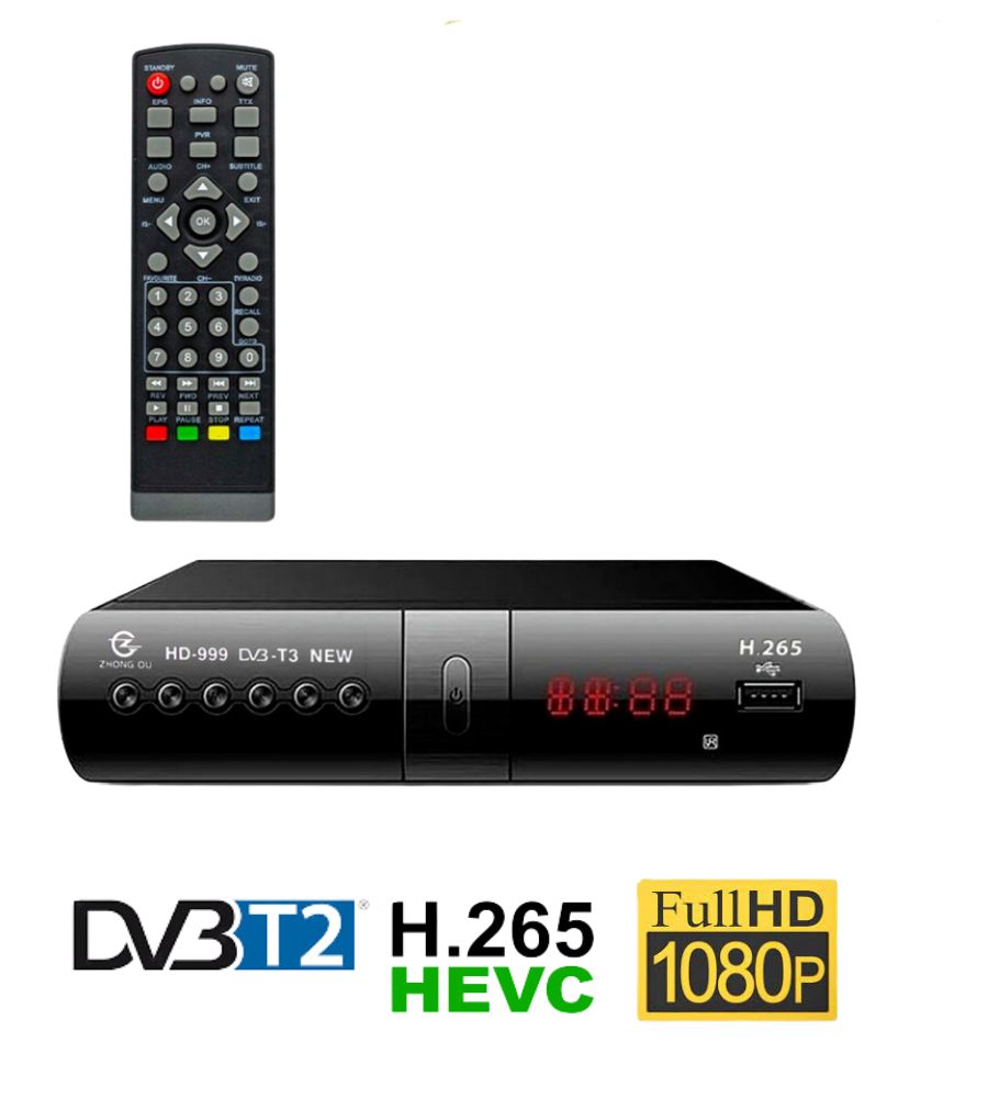 Digitale Terrestre Decoder DVB-T2 H.265 HEVC 10 Full HD HDMI USB LAN Display