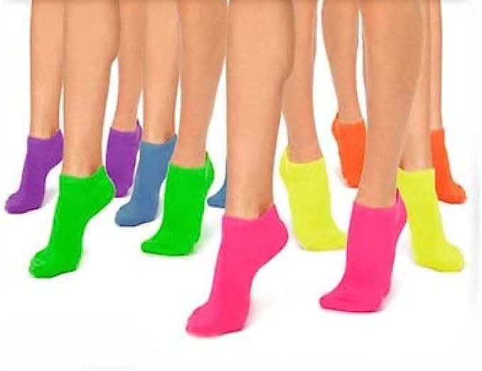 Calzini Corti Fluo da Donna Pack 12 Paia Taglia Unica Fantasmini Colorati