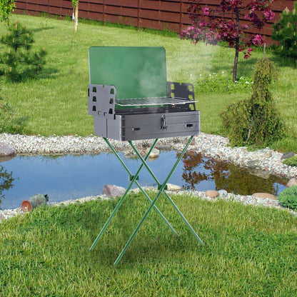 Barbecue a Carbonella Picnic con Griglia Pieghevole Portatile Richiudibile in Valigia Campeggio Grigliate Giardino Gardenia