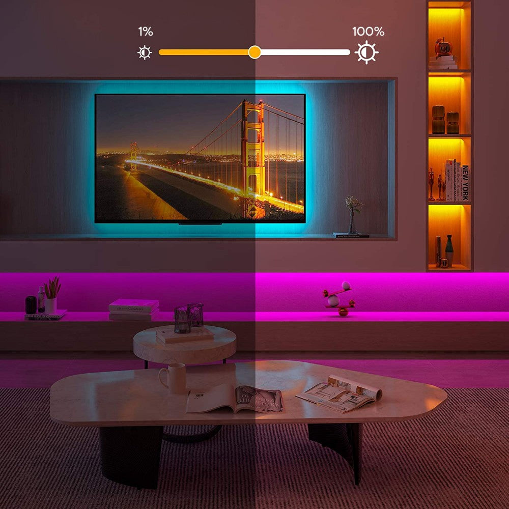 Striscia LED 5m Smart RGB 5050 Compatibile con App Strip Led con Telecomando Sensore Musicale