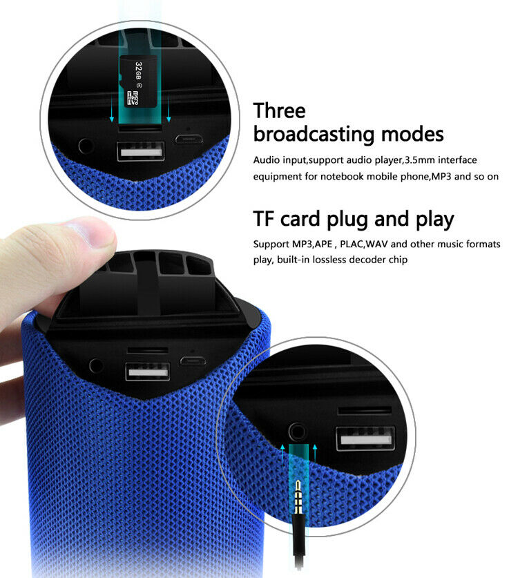 Cassa Bluetooth Speaker Radio FM Vivavoce Altoparlante USB Micro SD Waterproof