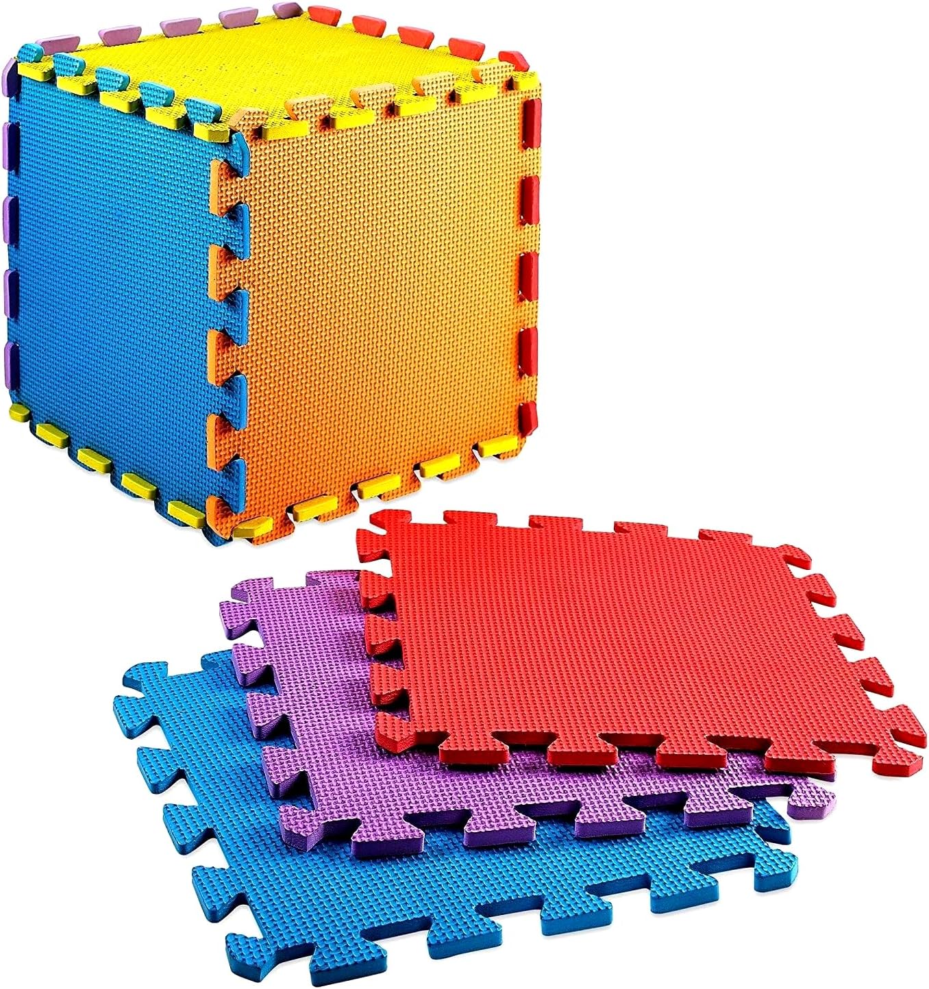 Tappeto Puzzle Colorato 10 Tessere Morbidi Componibili Protettivo Bambini 30x30