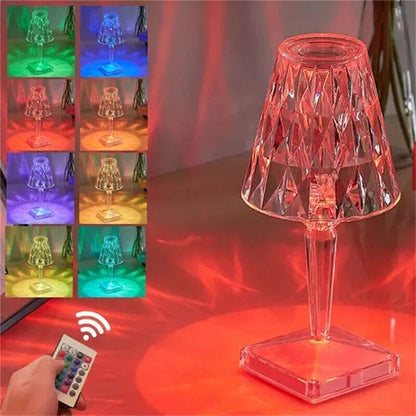 Lampada da Tavolo Touch Trasparente Atmosfera RGB Led Telecomando Ristoranti