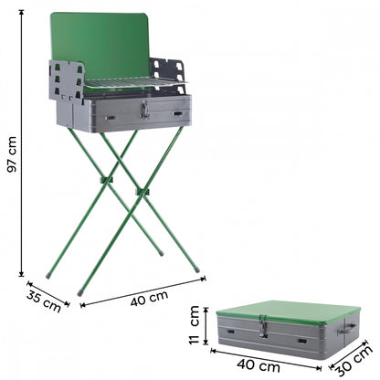 Barbecue a Carbonella Picnic con Griglia Pieghevole Portatile Richiudibile in Valigia Campeggio Grigliate Giardino Gardenia