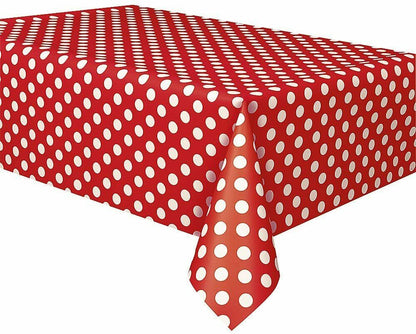 Coppia Tovaglia da Tavola Plastificata Riutilizzabile a Pois per Party Compleanno Protezione Tavolo 274 x 137 cm