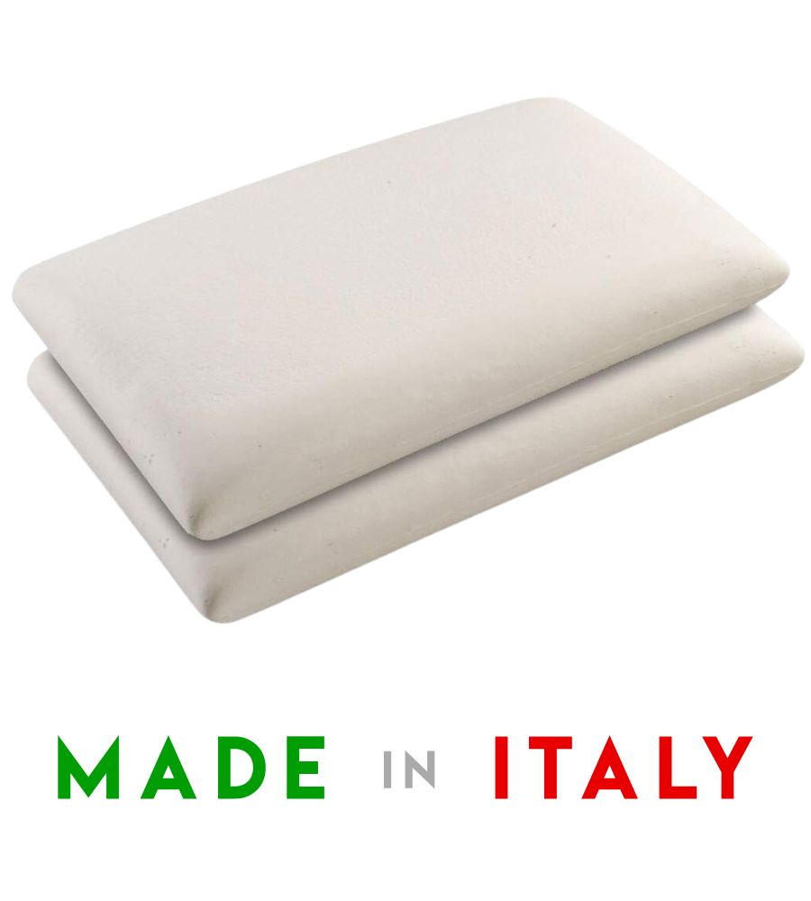 Coppia Cuscino Saponetta Memory Foam Aloe Vera Anallergico 74 x 42 H 15 cm