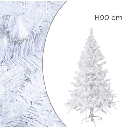 Albero di Natale Artificiale Bianco Folto 120 Punte 90 cm H Abete Natalizio